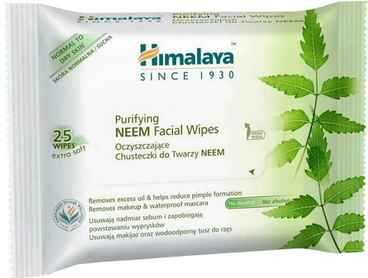 Серветки для обличчя Himalaya Purifying Neem Facial Wipes Очищаючі 25 шт (6297000713182) - зображення 1
