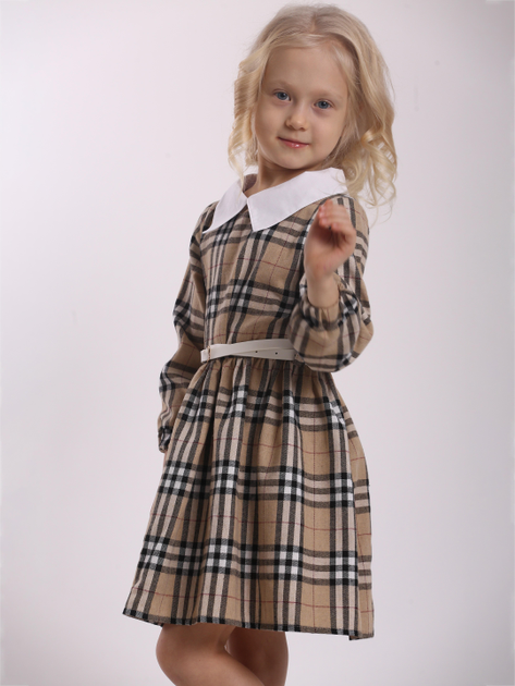 Акція на Дитяча сукня для дівчинки Ласточка 20_5017 122 см Бежева в клітинку від Rozetka
