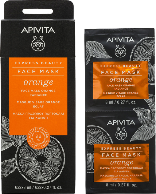 Маска для обличчя Apivita Express Beauty з апельсином Сяйво 2 шт. х 8 мл (5201279081782) - зображення 1