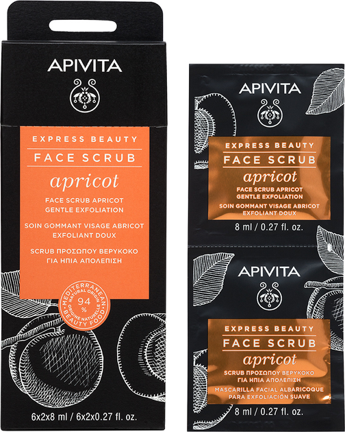Peeling do twarzy Apivita Express Beauty z morelą - Delikatne złuszczanie 2 szt x 8 ml (5201279072223) - obraz 1