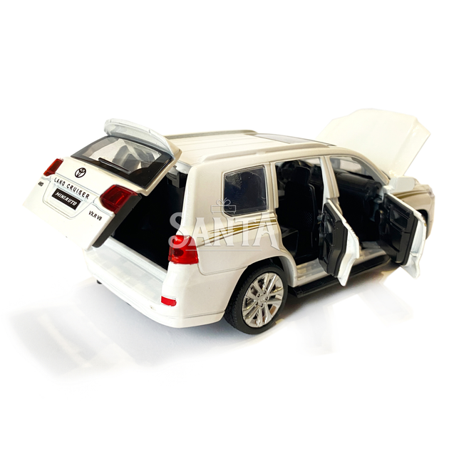 Машинка металлическая детская Toyota Land Cruiser V8 внедорожник, тойота ленд крузер, белая, Автоэксперт, 1:32, звук, свет, инерция, открываются двери багажник капот, 16*6*4см. (LF-68682) - изображение 6