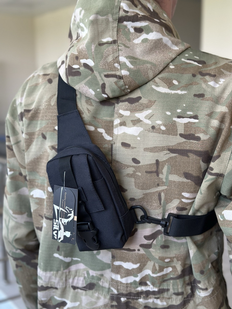 Сумка тактична барсетка на плече SILVER KNIGHT сумка під телефон та документи з кишенею під карти Чорний (9119-black) - зображення 2