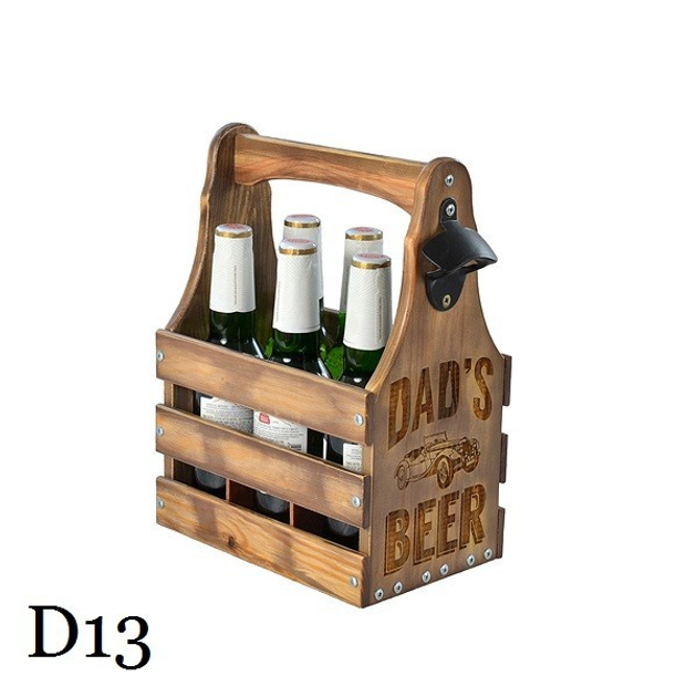 Ящик для пива, с открывашкой, под 6 бутылок, деревянный, 18×27×18.5 см