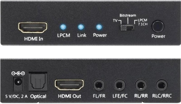 Аудіоекстрактор Techly HDMI 4K audio extractor SPDIF Toslink, 4x Jack 3.5mm, LPCM 5.1CH / 7.1CH (25756) (8054529025756) - зображення 5