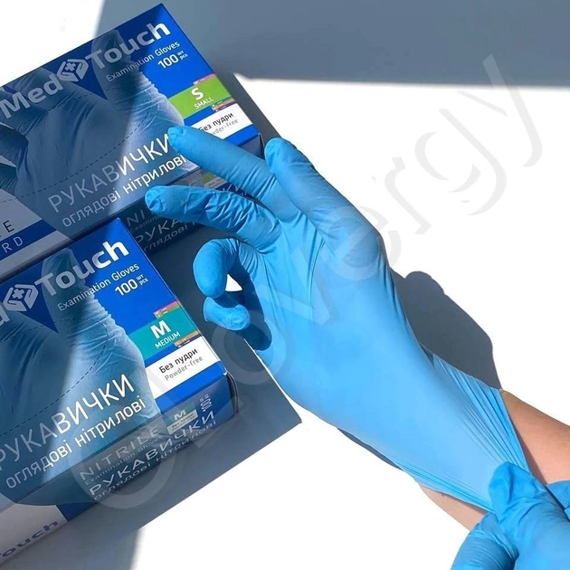 Перчатки нитриловые MedTouch размер L голубые 100 шт - изображение 2
