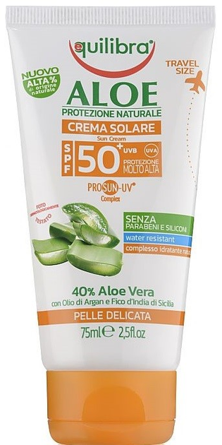 Krem przeciwsłoneczny Equilibra Aloe SPF50+ UVA UVB 75 ml (8000137014514) - obraz 1