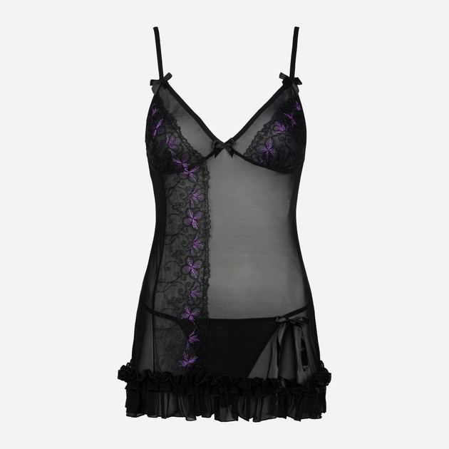 Еротичний комплект (пеньюар + трусики-стринги) LivCo Corsetti Fashion Atanis LC 2011 S/M Чорний (5907621624422) - зображення 6