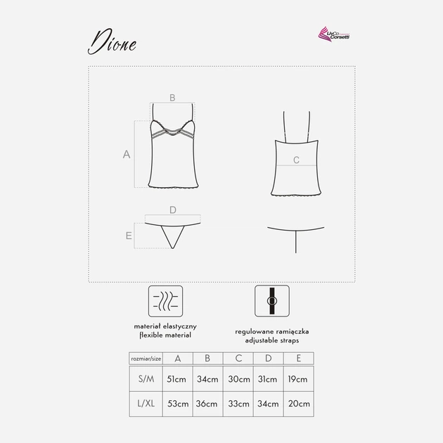 Komplet erotyczny (halka + figi stringi) LivCo Corsetti Fashion Dione LC 90013 S/M Black (5907996382729) - obraz 2