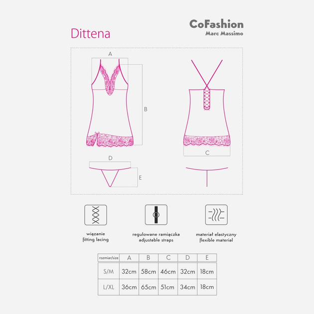 Komplet erotyczny (halka + figi stringi) CoFashion Dittena CF 90477 S/M Black (5902767121934) - obraz 5