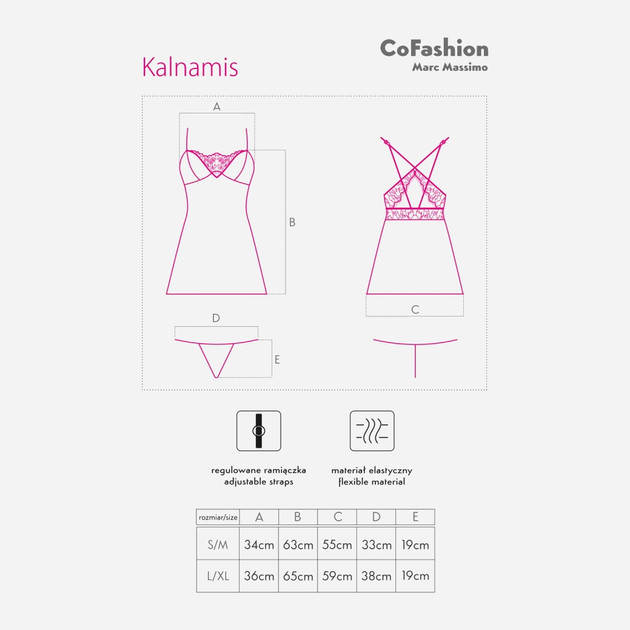 Komplet erotyczny (halka + figi stringi) CoFashion Kalnamis CF 90485 L/XL Black (5902767122306) - obraz 5