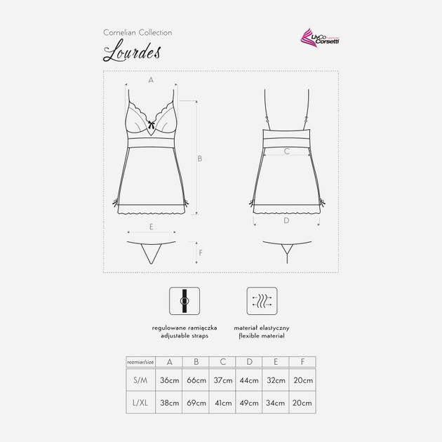 Еротичний комплект (пеньюар + трусики-стринги) жіночий LivCo Corsetti Fashion Lourdes LC 90244 S/M Кремовий (5902431642611) - зображення 6