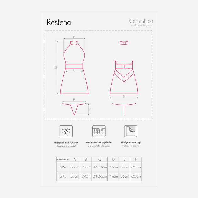 Komplet erotyczny damski (sukienka + majtki stringi) CoFashion Restena CF 2611 L/XL Czarny (5902767123181) - obraz 6