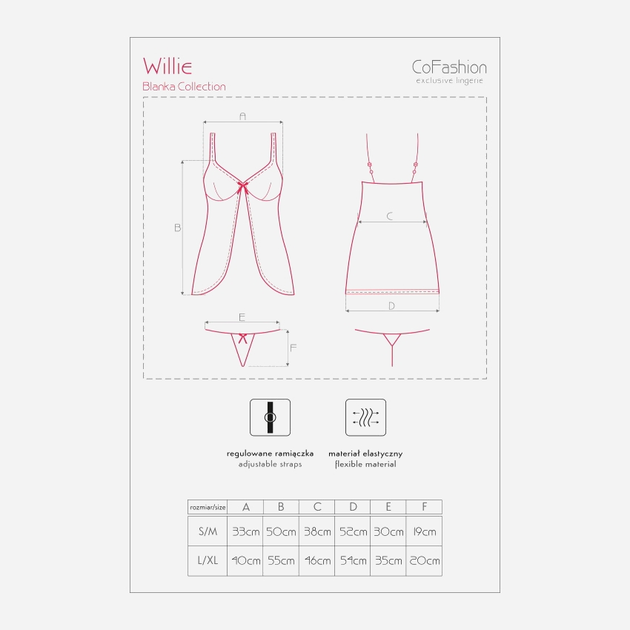 Komplet erotyczny (halka + figi typu stringi) CoFashion Willie CF 90299 L/XL White (5902767120937) - obraz 4