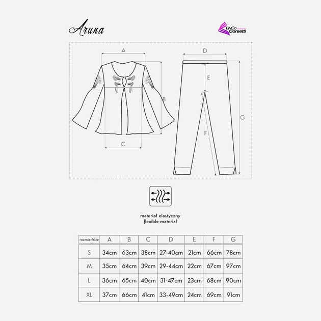 Piżama (koszula + spodnie) LivCo Corsetti Fashion Aruna LC 91138 M Black (5902431649566) - obraz 2
