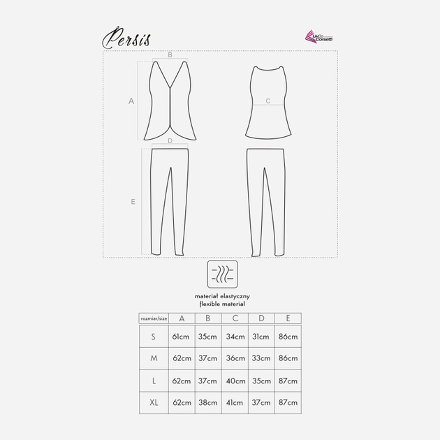 Piżama (top + spodnie) LivCo Corsetti Fashion Persis LC 90042-1 S Wielobarwny (5907996385133) - obraz 2