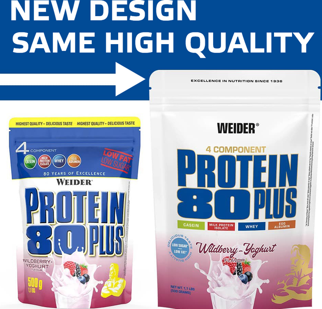 Białko Weider 80 Plus 500 g Malina-Krem (4044782300756) - obraz 5