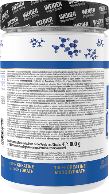 Kreatyna Weider Pure Creatine 600 g (4044782317112) - obraz 3