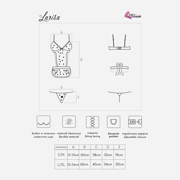 Komplet erotyczny (halka + figi stringi) LivCo Corsetti Fashion Larisa LC 13463 L/XL Black (5907699449873) - obraz 2