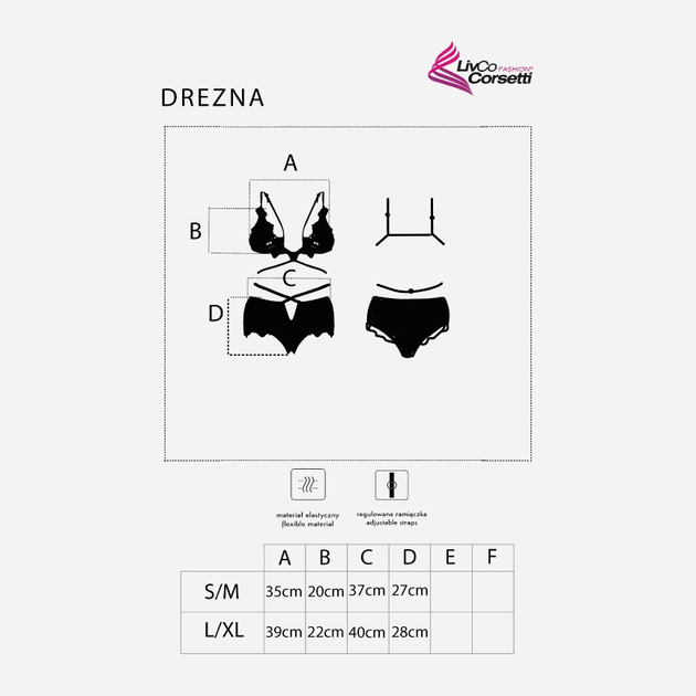 Еротичний комплект (бюстгальтер + трусики-сліпи) LivCo Corsetti Fashion Drezna LC 90733 L/XL Чорний (5907621629878) - зображення 3