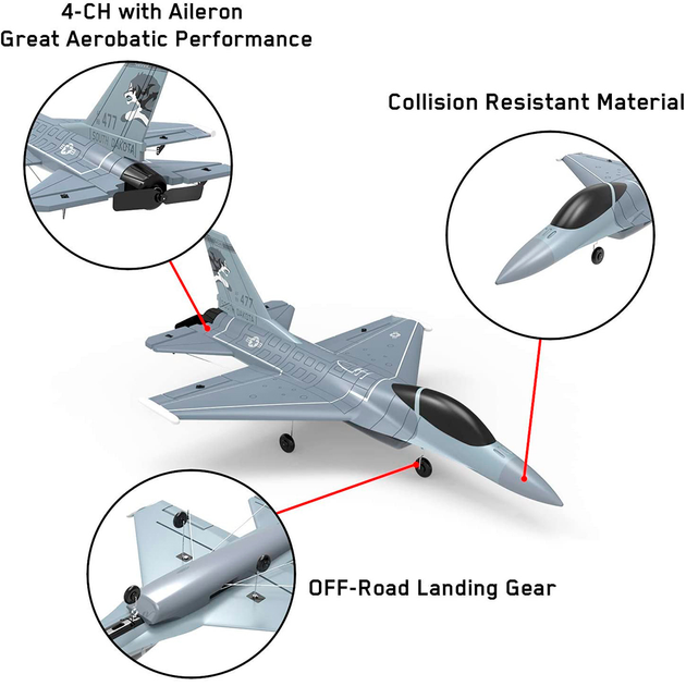 Самолет с дистанционным управлением BauTech F-16 Fighting Falcon Серый (1012-726-00) - зображення 5