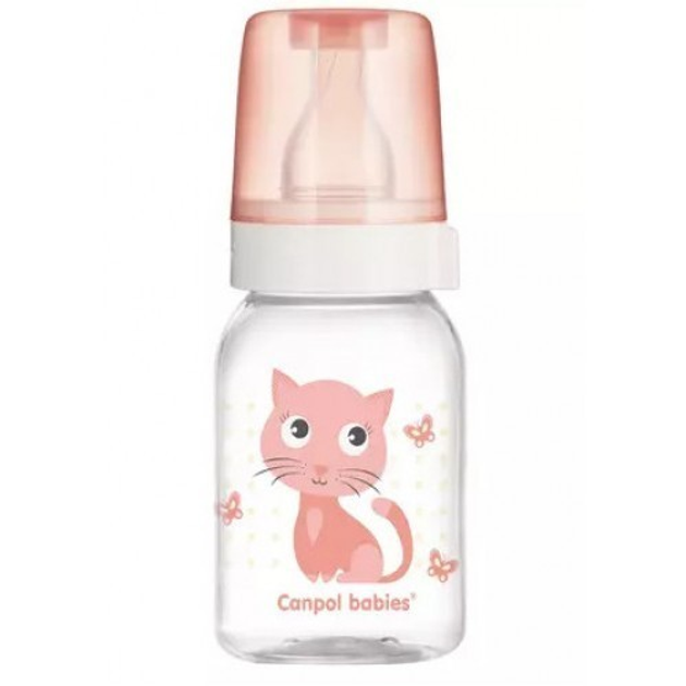 Тританова пляшечка Canpol babies Веселі звірята, 120 мл, 11/851pink - зображення 1