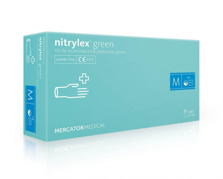 Перчатки мятные нитриловые Mercator Medical nitrylex 100 шт, размер S - изображение 1