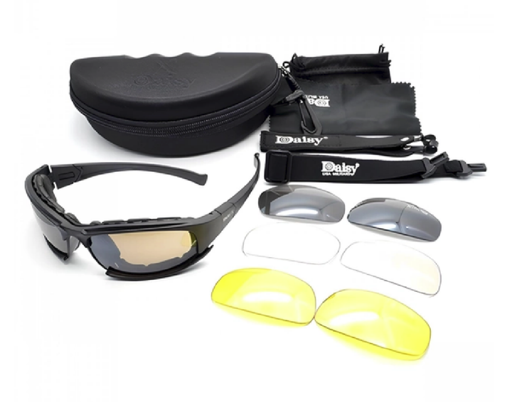 Захисні тактичні окуляри Daisy X7 Black + 4 комплекти лінз - зображення 2