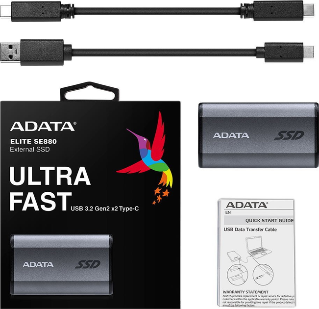 Dysk SSD ADATA Elite SE880 1TB USB 3.2 Gen2 Type-C 3D NAND (QLC) Titanium Gray (AELI-SE880-1TCGY) External - obraz 6