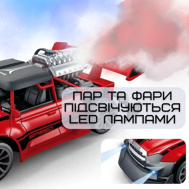 Скоростная Машинка Гоночная с Паром и LED Подсветкой на Аккумуляторе с Пультом Управления STORTM Красная - Фото 6 Скоростная Машинка Гоночная с Паром и LED Подсветкой на Аккумуляторе с Пультом Управления STORTM Красная - изображение 6
