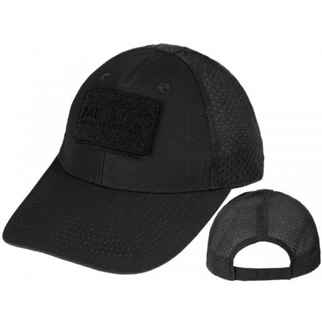 Бейсболка кепка Mil-Tec black 12317602 з липучкою та сіткою - зображення 1