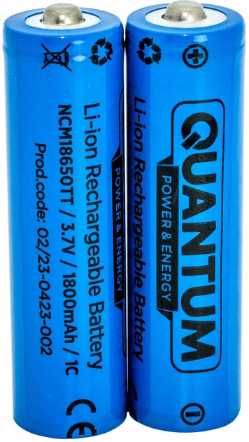 Набор аккумуляторов литий-ионных Quantum Li-ion NCM18650 1800 мА/ч 1С с клеммным выступом 2 шт (0746020702257) - изображение 2