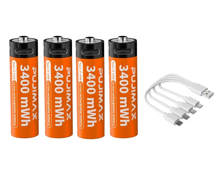 Акумулятор USB Type-C AA 3400mwh 1.5v Lithium Ion Li-Ion - батарея, що перезаряджається 2 шт Pujimax - зображення 12