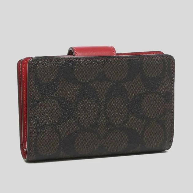Кошелек Coach Medium Corner Zip Signature Wallet Brown Red 619447bl - изображение 3