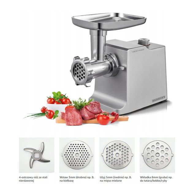 Мясорубка электрическая HEINRICH'S HFW 8808 1800 Вт металлическая ...