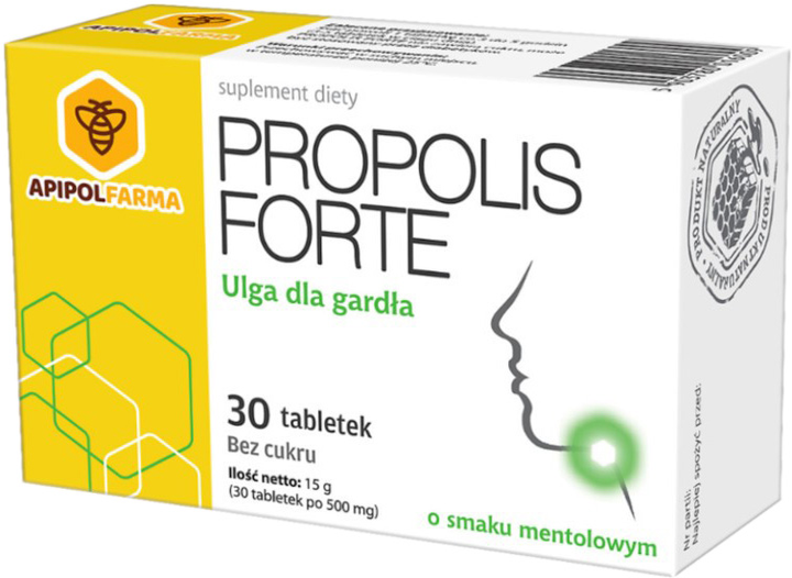 Добавка ApipolFarma Propolis Forte ментол 30 таблеток (5907529110577) - зображення 1
