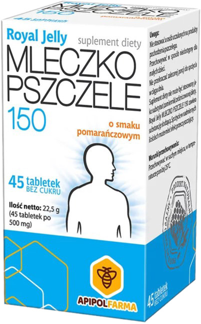 Suplement diety ApipolFarma Mleczko Pszczele 150 45 tabletek (5907529110645) - obraz 1