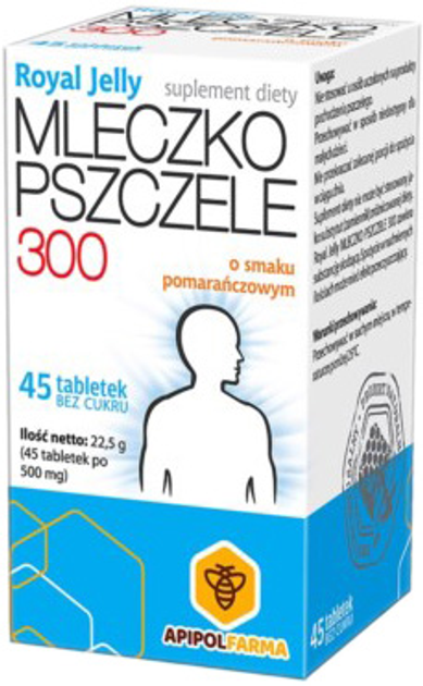 Suplement diety ApipolFarma Mleczko Pszczele 300 45 tabletek (5907529110652) - obraz 1