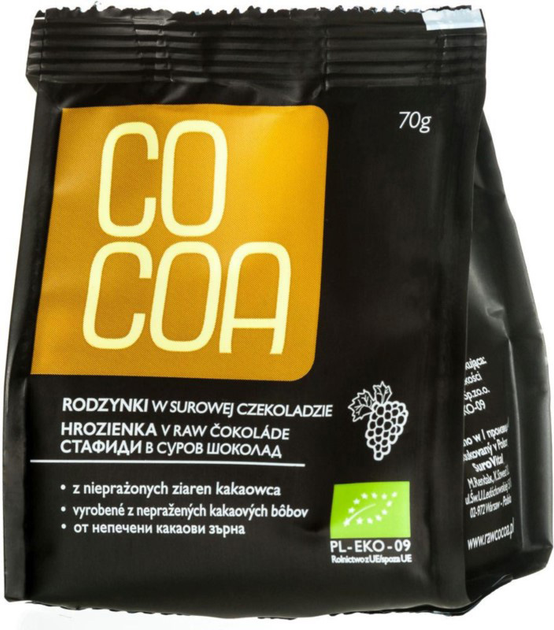 Rodzynki w surowej czekoladzie Cocoa Bio 70 g (5902768064537) - obraz 1