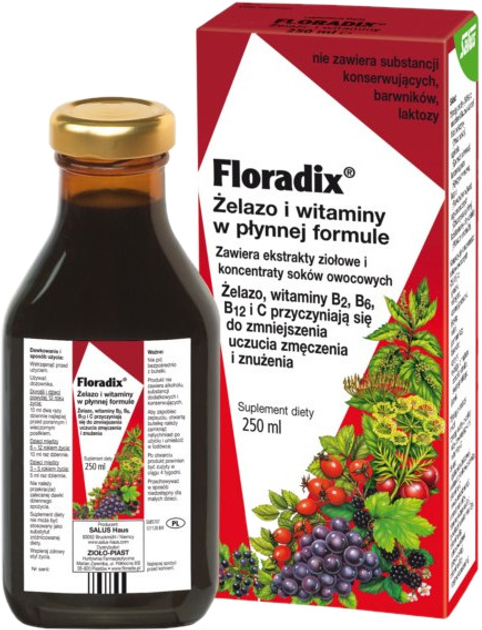 Herb-Piast Floradix suplement diety z żelazem i witaminami 250 ml (4004148057076) - obraz 1