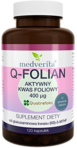 Suplement diety Medverita Q Folian witamina B9 120 kapsułek (5905669084635) - obraz 1