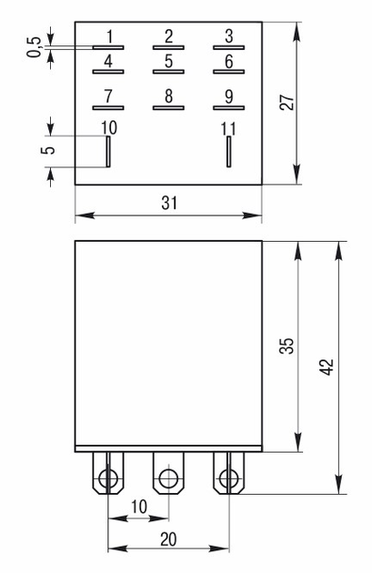 Проміжне реле 10А 3к 220V AC LY3 [RRP10-3-10-220A] РЭК77/3 UEC - зображення 2