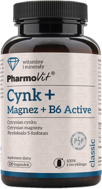 Suplement diety Pharmovit Cynk Magnez B6 Activ 120 kapsułek (5902811238090) - obraz 1