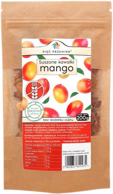 Mango Suszone bez cukru Pięć Przemian 200g (5902837811475) - obraz 1