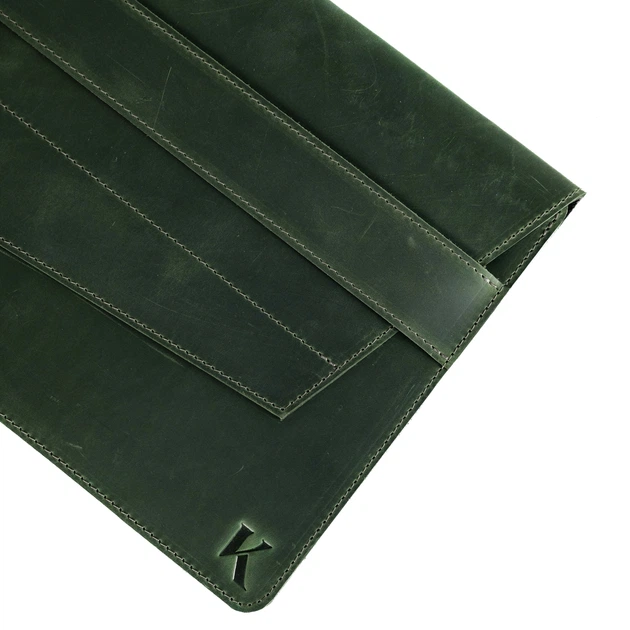 Шкіряний чохол для MacBook Air 13" (2018-2023) темно-зелений вінтажний (case2-13-green-v) - изображение 3