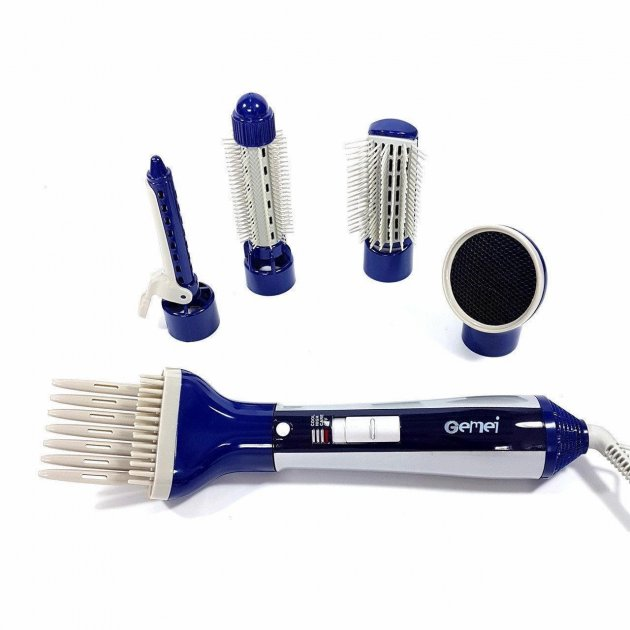 Профессиональный фен для укладки волос c насадками 6 в 1 Gemei GM-4834 Blue (kt-4834) - зображення 1
