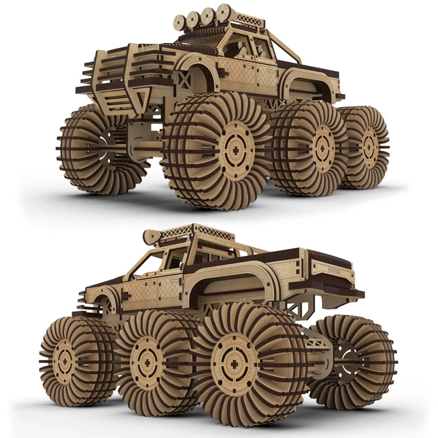 Деревянный 3D пазл-конструктор "MONSTER TRUCK" THEGRAVIX (03945) - изображение 2