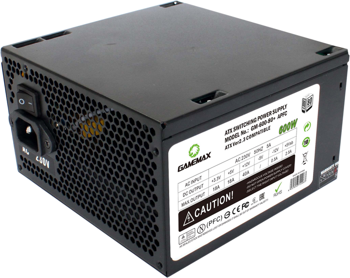 Блок питания GameMax GM-600 80+ APFC Black - изображение 1