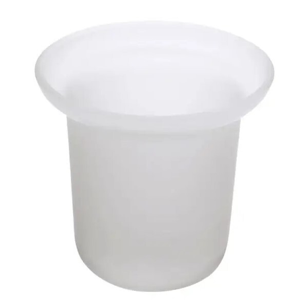 Колба для ершика для унитаза (без щетки) FRAP округлый стеклянный белый ...