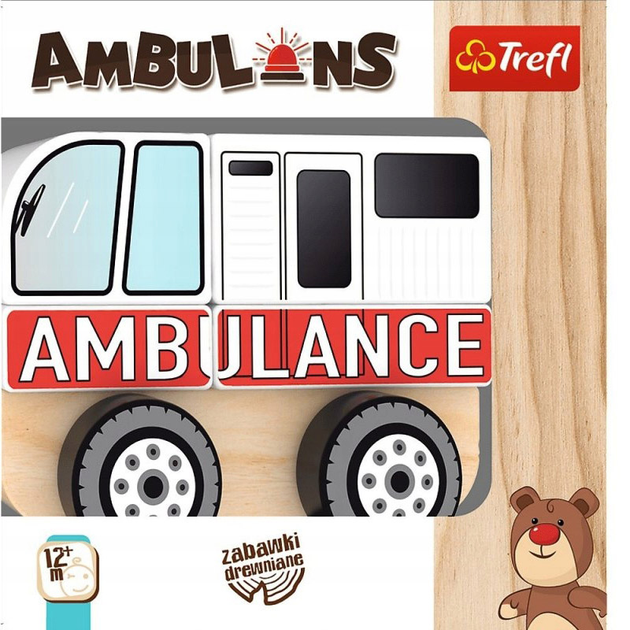 Auto drewniane Trefl Ambulans (61000) (5900511610000) - obraz 2