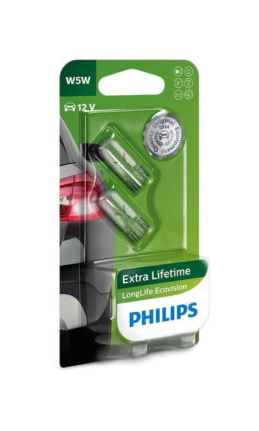 Автолампа W5W LongLife EcoVision 12V 5W W2,1x9,5d - блистер 2шт ...